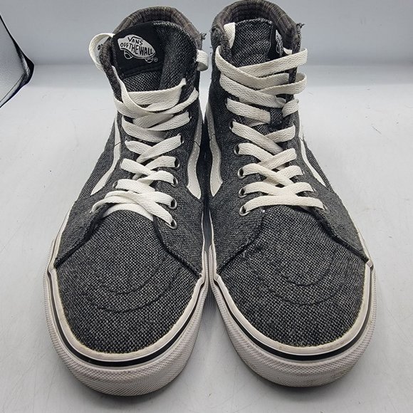 VANS Sk8 Hi Mens 8.5 Tweed Black True White Sneaker Shoes High Tops Athletic main image 10